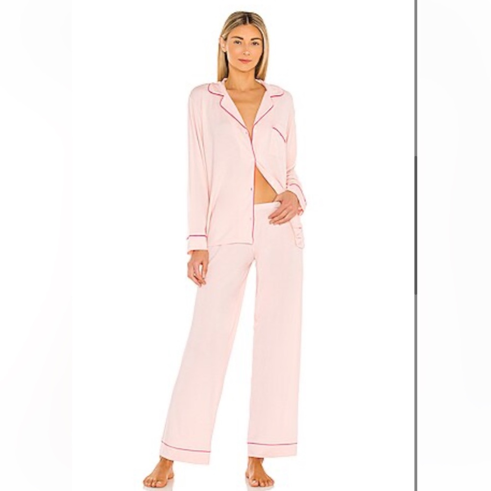 Eberjey Gisele Long PJ Set in Bellini & Bright Pink